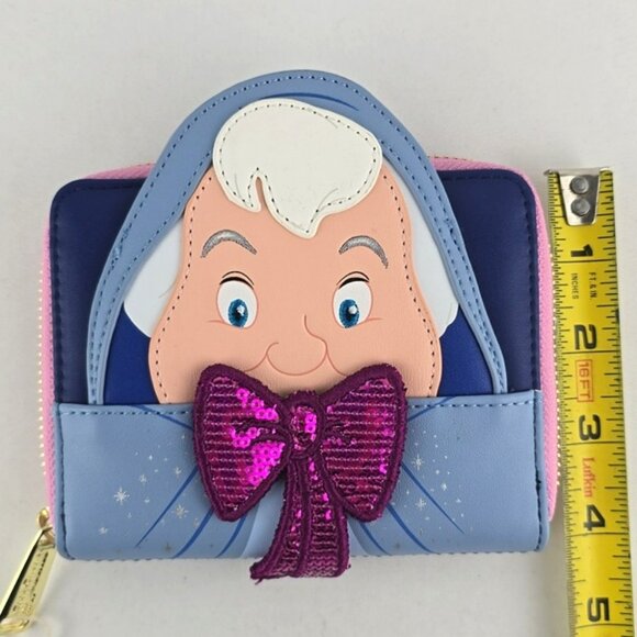 NWT Loungefly x Disney Fairy Godmother Zip Around Wallet Blue Pink Faux Leather - Picture 12 of 13